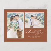 Carte Postale Script Terre Cuite Deux Photo Mariage Merci (Devant)