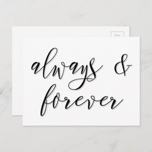 Carte Postale script toujours & pour toujours (Devant / Derrière)