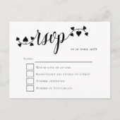 Carte Postale Script typographie coeurs Swashes mariage RSVP (Devant)