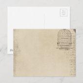 Carte Postale Script vintage de cage d'oiseaux (Devant / Derrière)