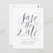 Carte Postale Script Whimsical Enregistrer La Date (Devant / Derrière)
