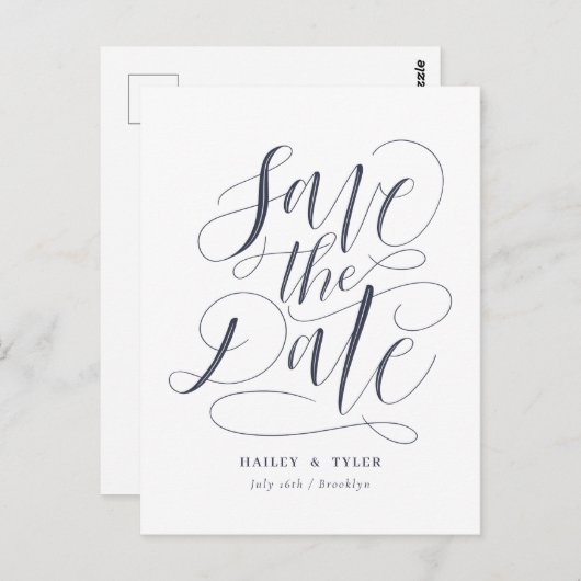 Carte Postale Script Whimsical Enregistrer La Date (Devant / Derrière)
