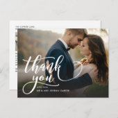 Carte Postale Script Whimsical Full Photo Mariage Merci (Devant / Derrière)