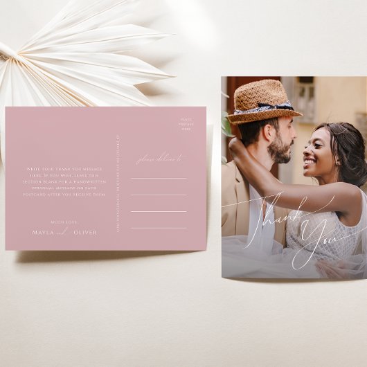 Carte Postale Script Whimsical | Mariage photo Rose Merci