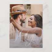 Carte Postale Script Whimsical | Merci Mariage photo bleu (Devant)