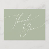 Carte Postale Script Whimsical | Merci Mariage vert Sage (Devant)