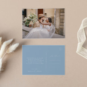 Carte Postale Script Whimsical   Merci photo horizontal bleu