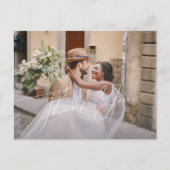 Carte Postale Script Whimsical | Merci photo horizontal Rose (Devant)