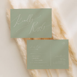 Carte Postale Script Whimsical   Sage Green Demande de Chanson R
