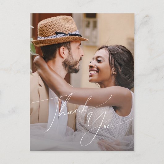 Carte Postale Script Whimsical | Sage Photo Mariage Merci (Devant)