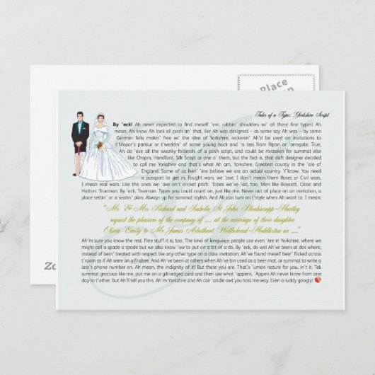 Carte Postale Script Yorkshire (Devant / Derrière)