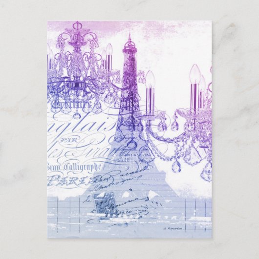 Carte Postale scripts chandelier violet tour eiffel paris (Devant)