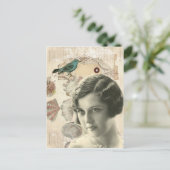 Carte Postale Scripts d'oiseaux Art déco coquillages grande fill (Debout devant)