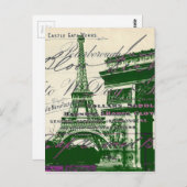 Carte Postale scripts français Paris eiffel tour arc de triomphe (Devant / Derrière)