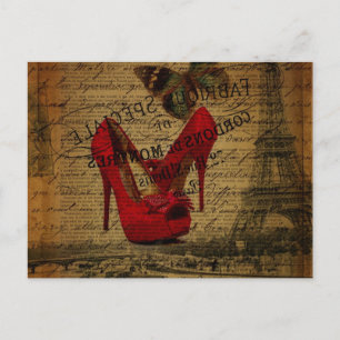 Carte Postale scripts paris eiffel tour stilettos fashionista