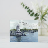 Carte Postale Scripture Isaiah 58:11 Maine Lighthouse Watercolor (Debout devant)