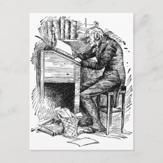 Carte Postale Scrooge à son bureau
