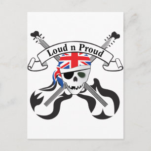 Carte Postale Scull et guitares GB