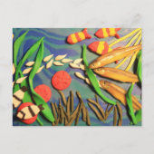 Carte Postale Sculpture d'argile peinte de couleurs vives de l'a (Devant)