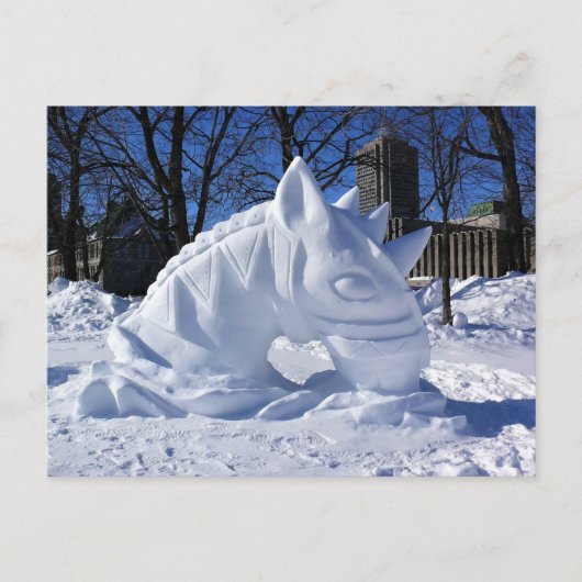 Carte Postale Sculpture de cheval dans la neige, Québec, Canada (Devant)