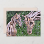 carte postale sculpture de cheval en bois (Devant / Derrière)