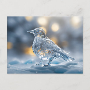 Carte Postale sculpture de glace d'oiseau transparent hiver merv
