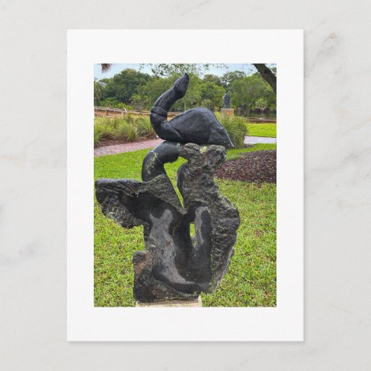 Carte Postale Sculpture de Héron Noir (Devant)