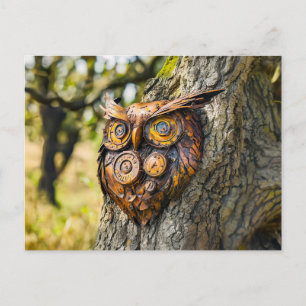 Carte Postale Sculpture de jardin en métal de hibou