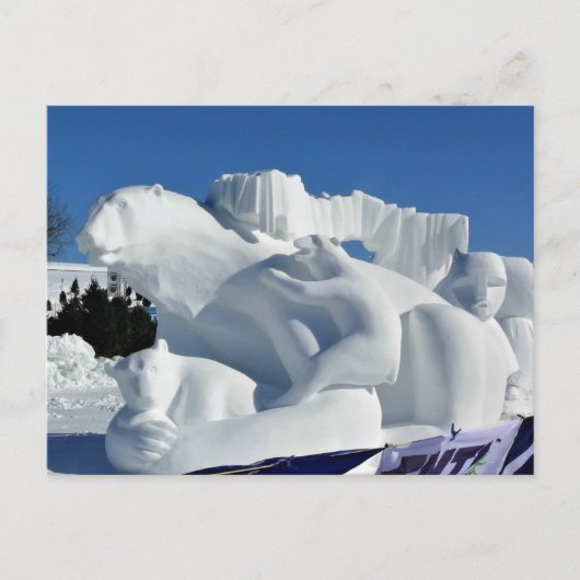 Carte Postale Sculpture de neige à l'ours polaire, Québec, Canad (Devant)