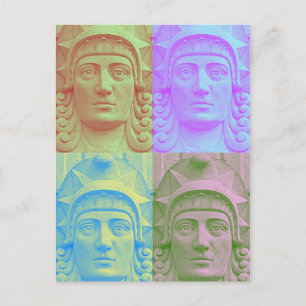 Carte postale sculpture tête en pierre Art déco po
