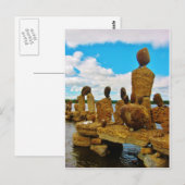 Carte Postale Sculptures en pierre en rivière d'Inukshuk (Devant / Derrière)