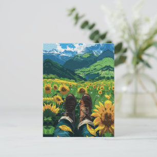 Carte Postale Se détendre au paradis des tournesols