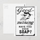 Carte Postale se laver les mains - rétro hygiène et (Devant / Derrière)