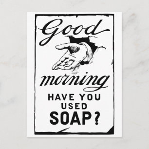 Carte Postale se laver les mains - rétro hygiène et