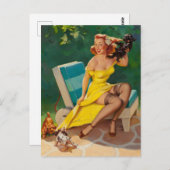 Carte Postale Se lier d'amitié avec PinUp chiot (Devant / Derrière)