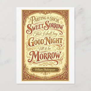 Carte Postale "Se quitter est une si douce douleur" Shakespeare