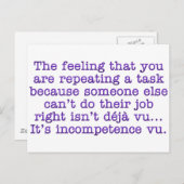 Carte Postale Se répéter pour incompétence : Coworkers (Devant / Derrière)