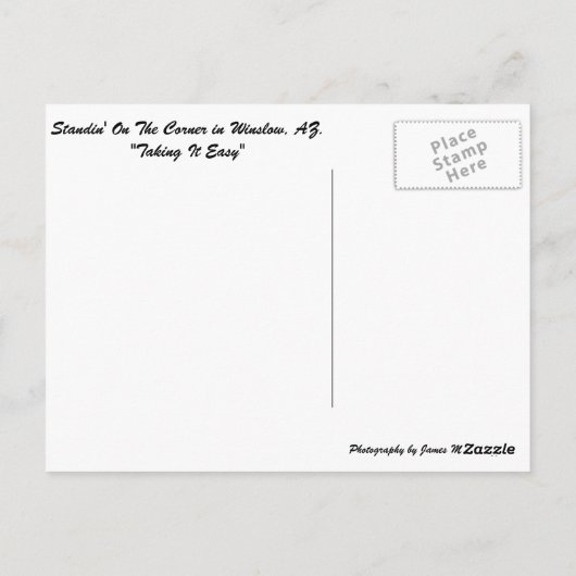 Carte Postale Se tenant sur le coin en Winslow, AZ. (Dos)