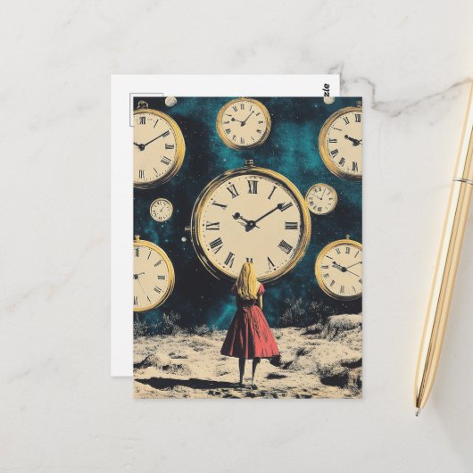 Carte Postale Se tenir debout dans le temps surréel (Devant/Arrière en situation)