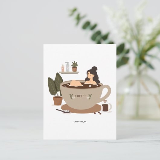 Carte Postale Se tremper avec du café (Debout devant)