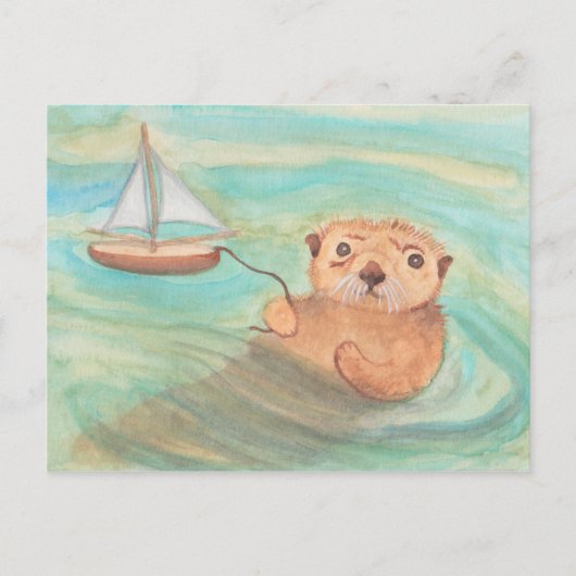 Carte Postale Sea Otter & Sailboat (Devant)