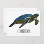 Carte Postale Sea turtle cartoon (Devant / Derrière)