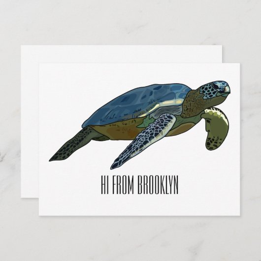 Carte Postale Sea turtle cartoon (Devant / Derrière)