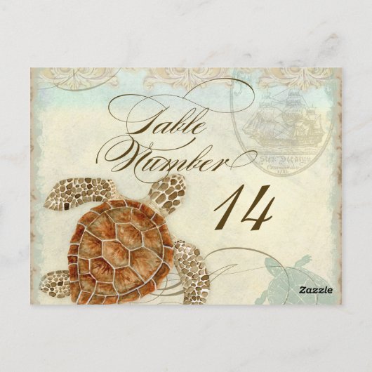 Carte Postale Sea Turtle Modern Coastal Ocean Beach Swirls (Dos)