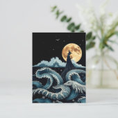 Carte Postale Sea Witch Mystical Ocean Waves Pleine lune & Serpe (Debout devant)