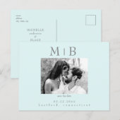 Carte Postale Seafoam B/W Couple Photo Wedding Enregistrer la da (Devant / Derrière)