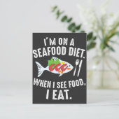 Carte Postale Seafood Diet Funny Sea Food Joke (Debout devant)