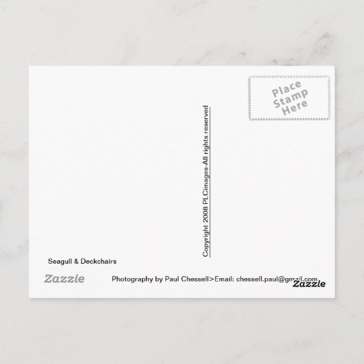 Carte Postale Seagull & Transats (Dos)