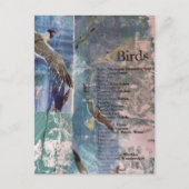 Carte Postale Seagulls list of birds mixed media collage (Devant)