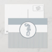 Carte Postale Seahorse Bleu Classique Nautique Élégant (Devant / Derrière)